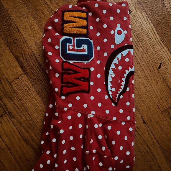 OG BAPE RED POLKA DOT SHARK ZIP UP - Picture 2 of 11